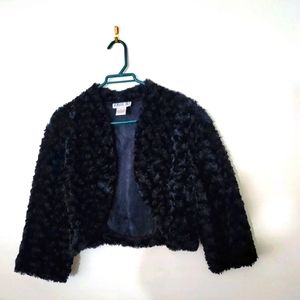 L Black Faux Fur Shrug